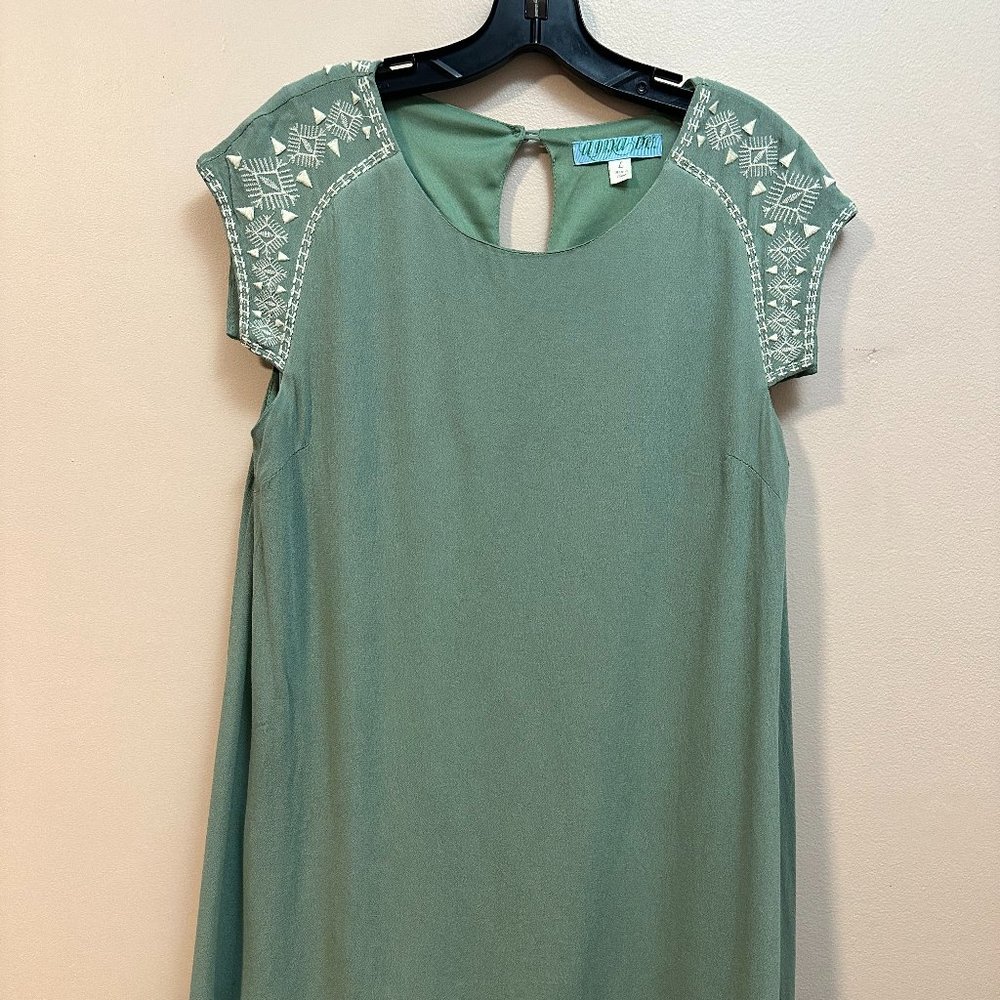 Francesca's green dress with White embroidery